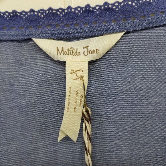 Matilda Jane Hour by Hour Chambray Blue Jacket L Spring Summer Lightweight - Picture 4 of 6